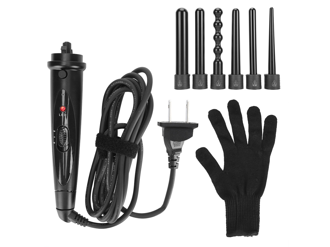 Varilla De Rizado De Pelo Con 6 Barril Ceramicos Intercambiables Rizador Electrico Con Pantalla Led Enchufe Us