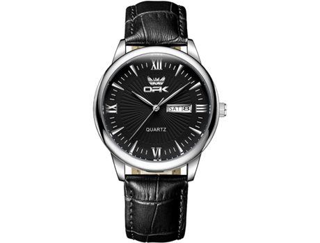 VEANXIN Relojes de pulsera impermeables de cuero para hombre con fecha de semana-Azul plateado