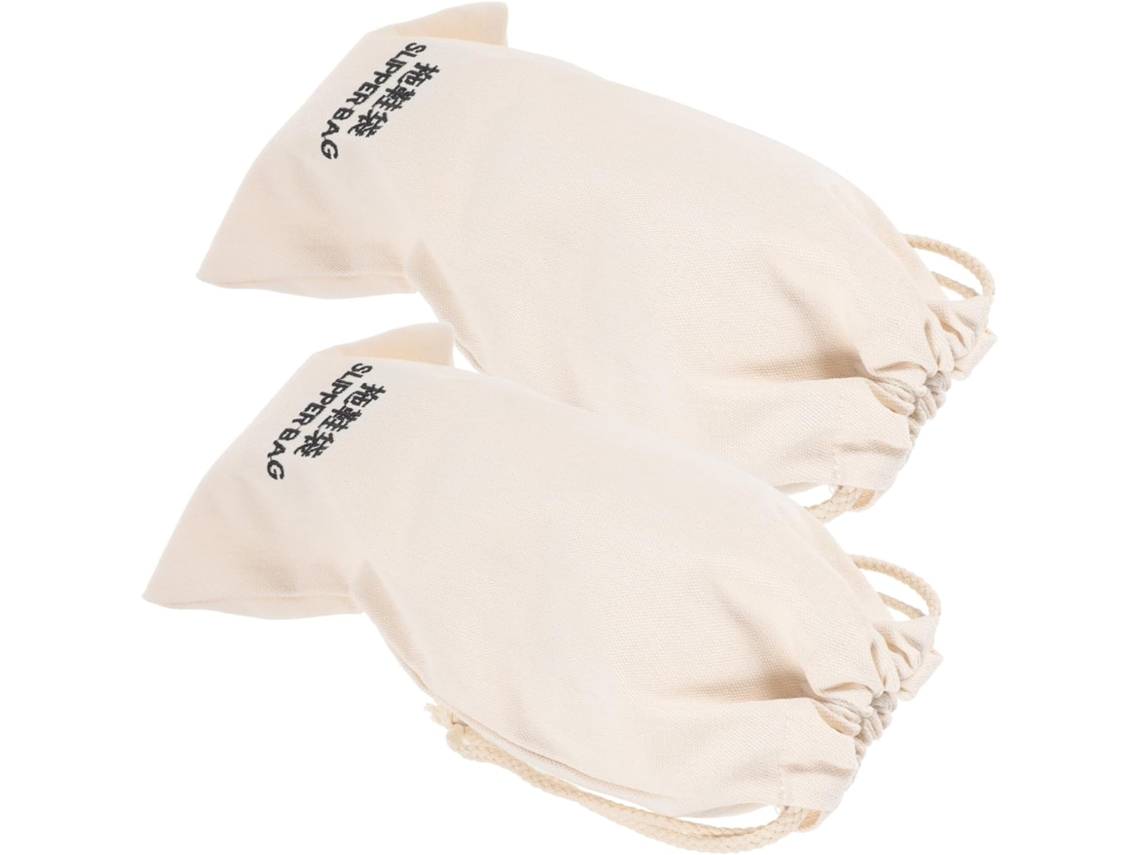 2 Zapatillas Natural Bolsa Almacenamiento Cordón Ligera Resistente Ideal Viajes Hoteles 17 32 Pack Lona X Cm