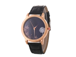 Reloj De Pulsera De Cuarzo Para Parejas Con Correa De Piel Sintética, Estilo Sencillo, Esfera Redonda Negra.