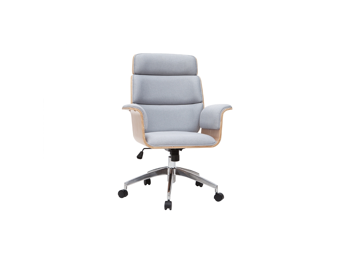 Sillón de Escritorio En Tejido Gris Y Madera Clara Elon MILIBOO