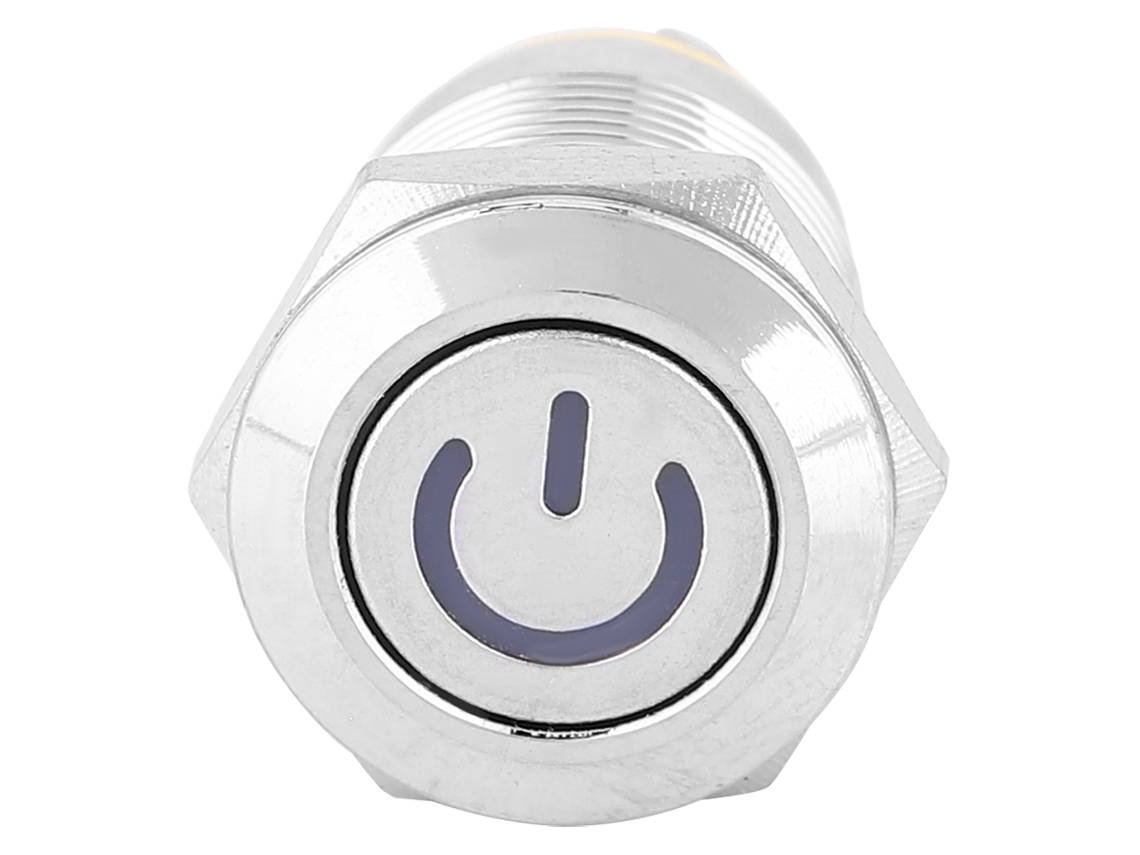 Botón LED amarillo resistente al agua, con reinicio automático.