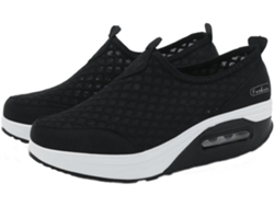 par de zapatillas deportivas con suela gruesa, transpirable, ideal y antideslizante.