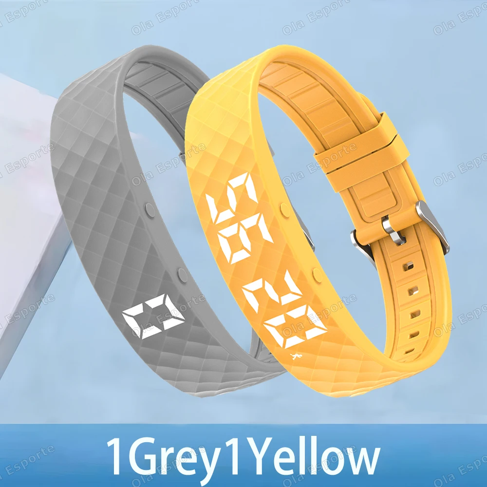 (1 Gris, 1 Amarillo) Monitor De Actividad Física Con Alarma Por Vibración, Monitorización Del Sueño Y Podómetro.