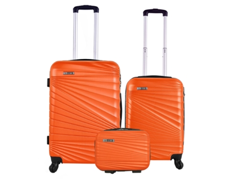 WELLHOME Juego de maletas rígidas 3 piezas en turquesa coral naranja