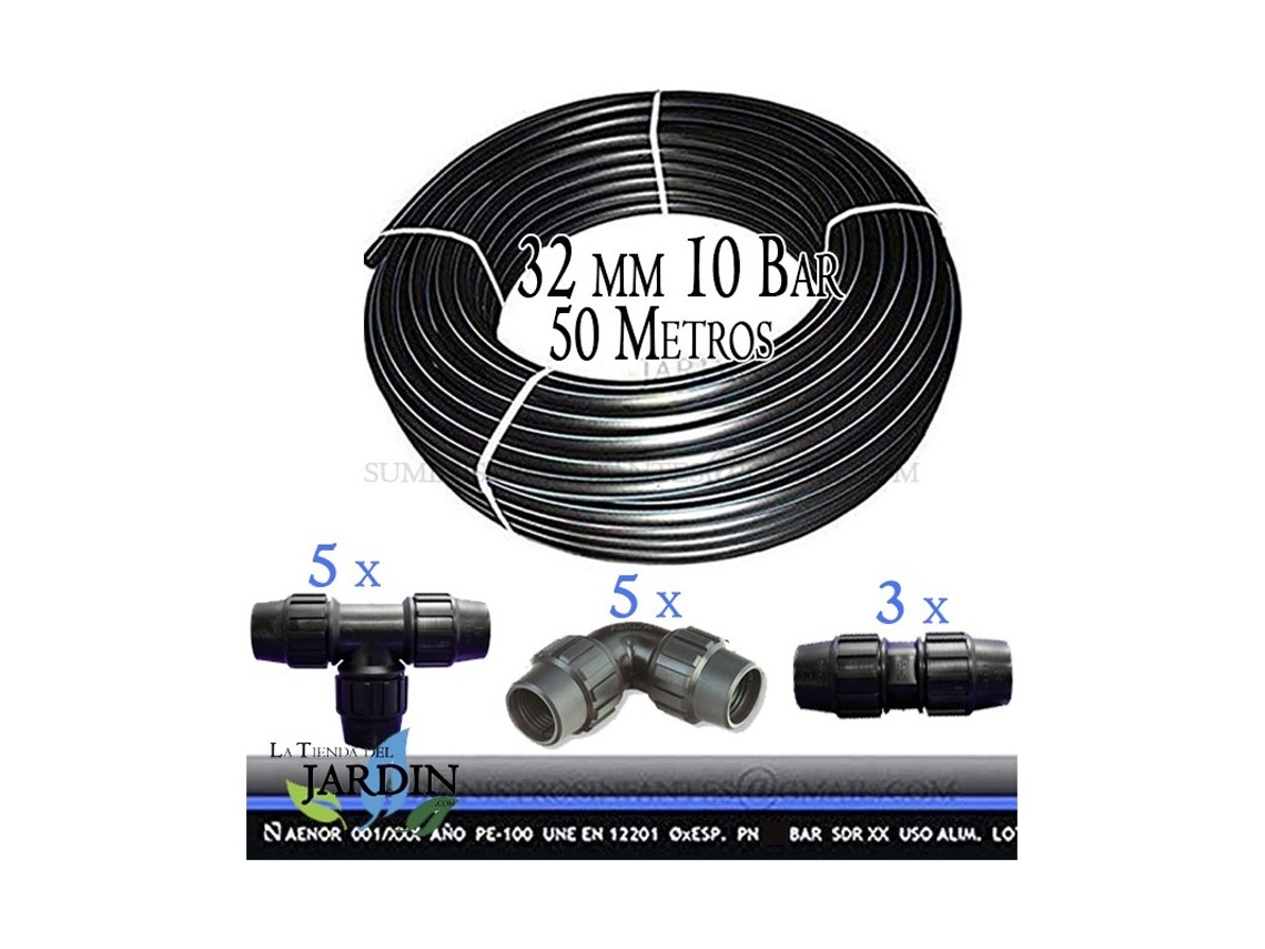 Tuberia Pe100 Alimentaria 32Mm 10 Bar 50 M Banda Azul Accesorios SUINGA