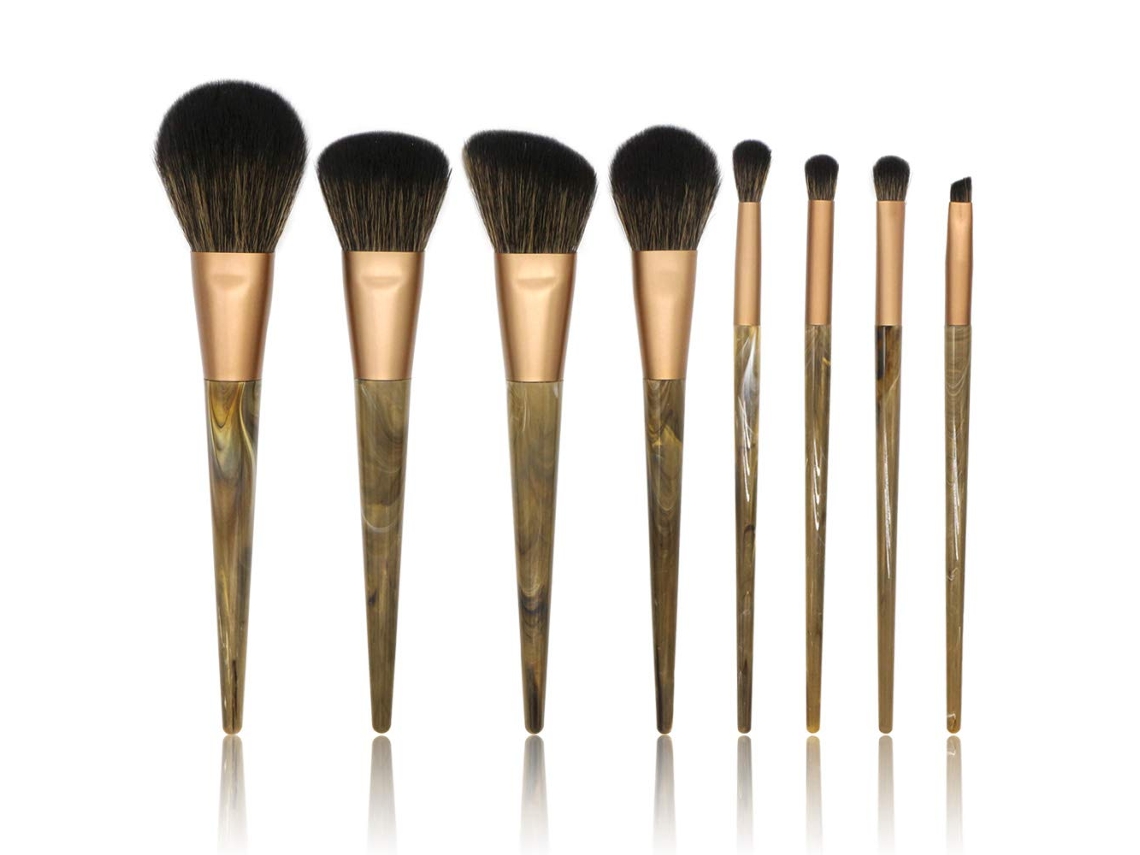 Beauty In Motion, brochas de maquillaje que mejoran la mente, estuche portátil con cierre a presión que contiene fibras veganas, para retoques.
