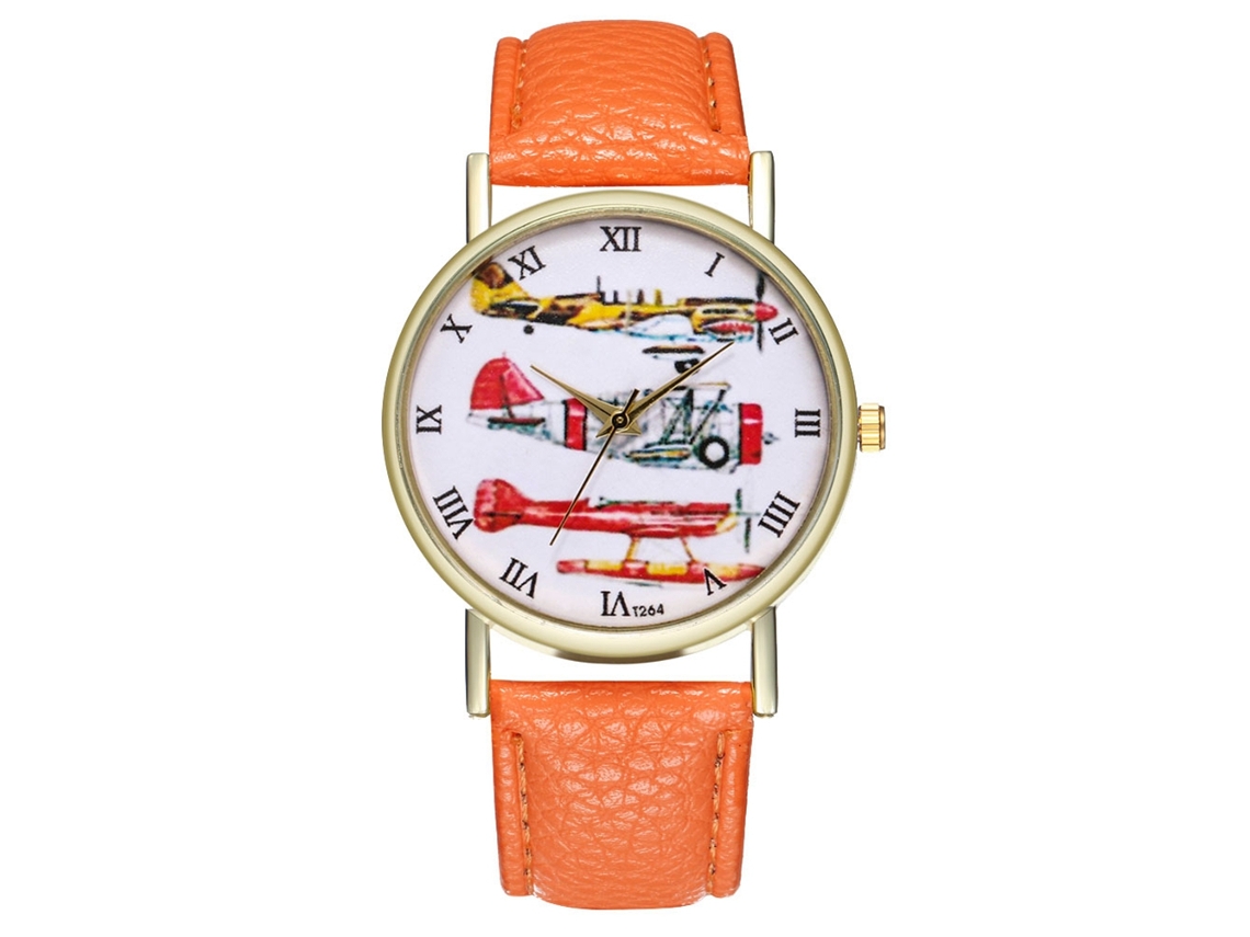 Elegante Reloj De Pulsera De Cuarzo Con Correa De Cuero Luminiscente (naranja).