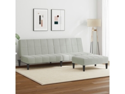 Sofá Cama De 2 Plazas Con Taburete Terciopelo Gris Claro Wsd125193