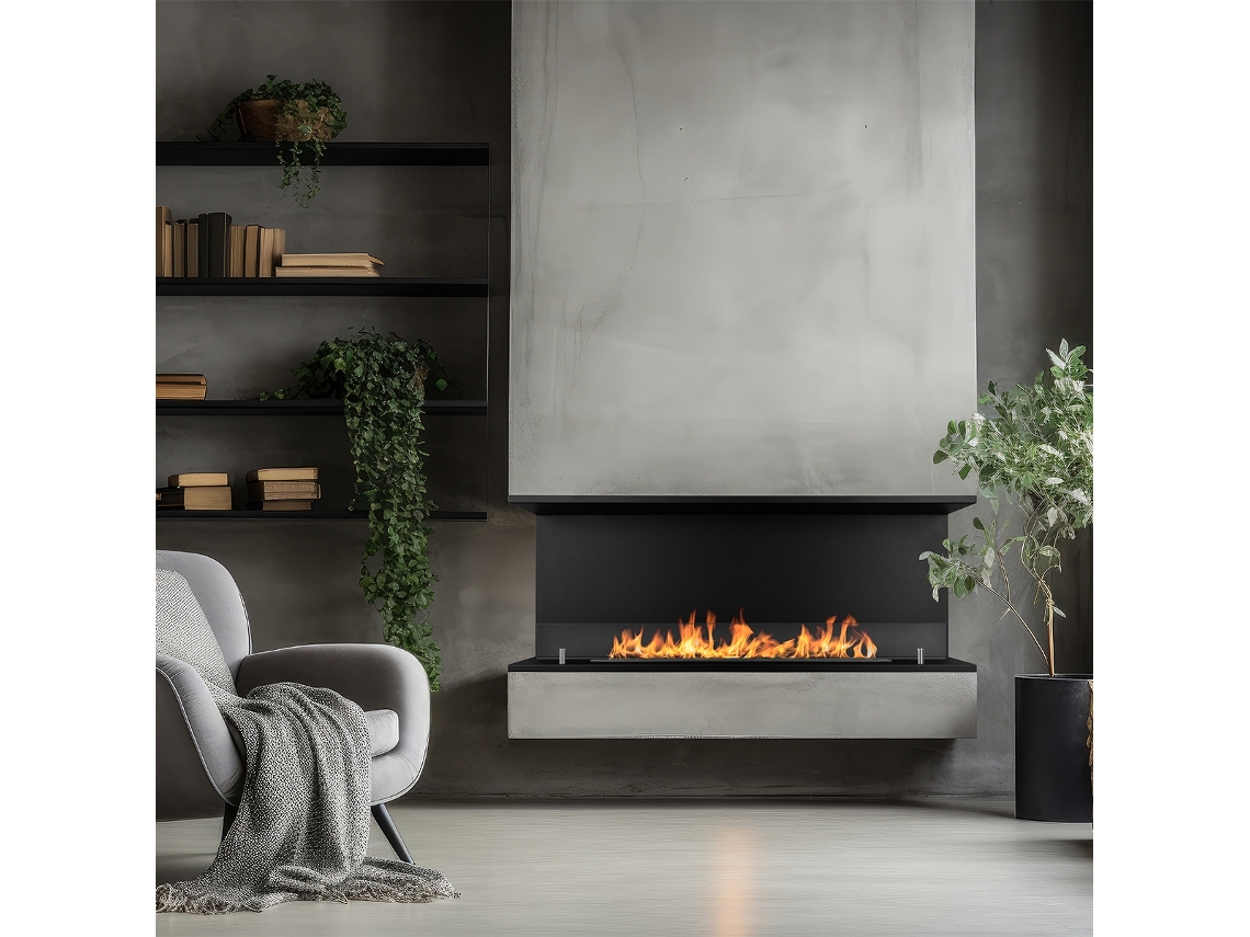 Chimenea empotrada de bioetanol con 3 lados abiertos Biocamino 120x50 Trevi 120 Divina Fire