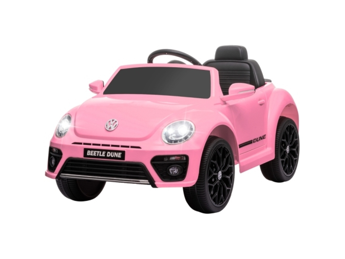 Coche eléctrico infantil VW Beetle rosa, velocidad 3,5 km/h, control remoto, música, Ziwei Store
