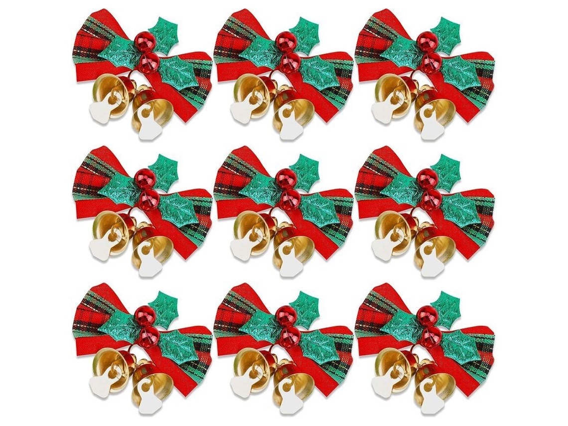 24 Lazos Navideños Con Cascabeles Para Decorar Un Mini Árbol De Navidad.
