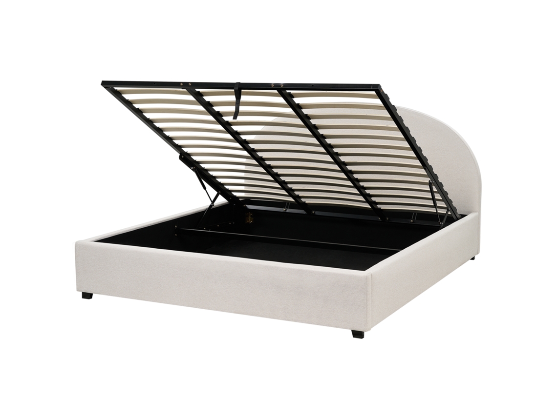 Cama con almacenaje BELIANI Vaucluse de Poliéster Beige 194x214x112
