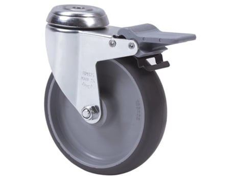 Rueda giratora agujer.m12 freno 20bhafd125-pgzn poliamix-goma gris inyect.lis ALEX