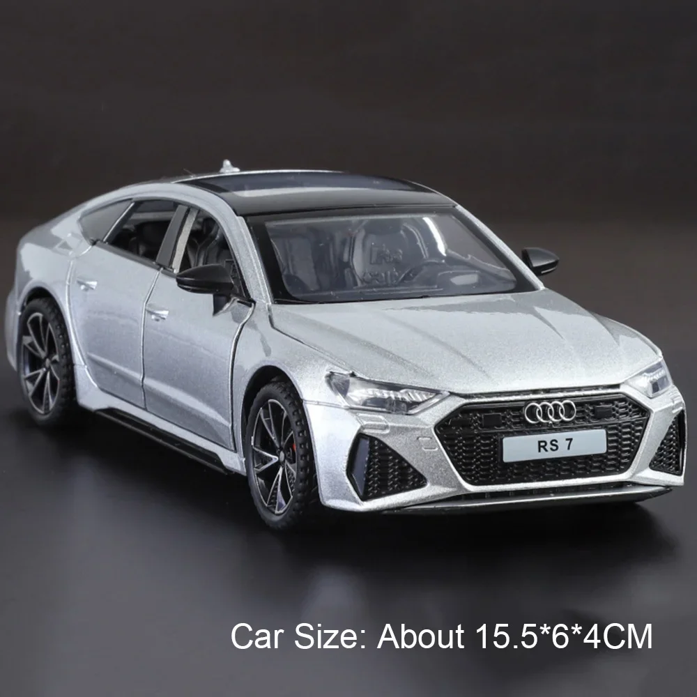 (rs7 Plata) Escala 1:32 - Modelo De Coche Fundido A Presión - Efectos De Sonido Y Luz