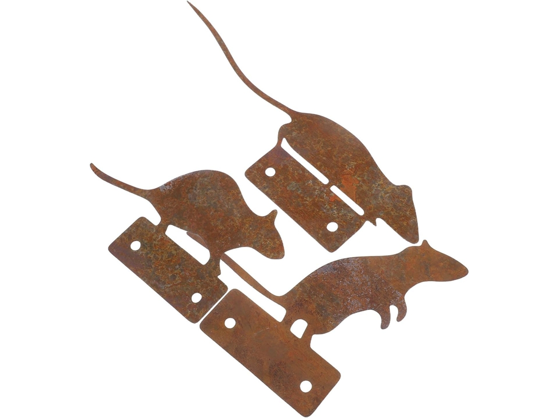 Inoomp Estatua Rústica De Ratón De Metal Para Decoración De Pared, Para Exteriores, Jardín, Patio Y Terraza. 1 Juego