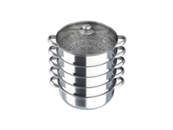 Olla vaporera de 5 niveles, apta para lavavajillas, color plata, 30 cm.
