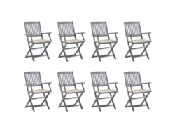 Sillas plegables de exterior DKD Home Decor de 8 piezas con cojines de acacia maciza