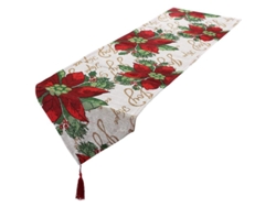 Camino De Mesa Rojo Navideño Con Estampado De Flores Y Letras Para Decoración De Fiestas Y Festivales Lkh