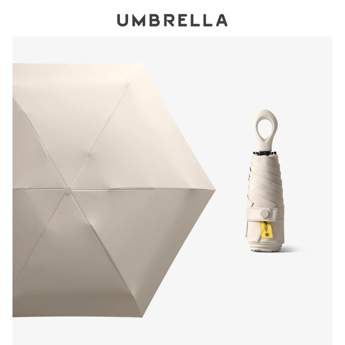 (marrón Claro) Mini Sombrilla Con Protección Uv, Sombrilla De Sol Portátil Ultraligera De Cinco Pliegues, Compacta Y Portátil.