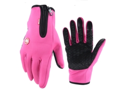 Guantes de ciclismo de invierno con pantalla táctil para hombre y mujer, cálidos y resistentes al viento, color rosa/m Gertiz