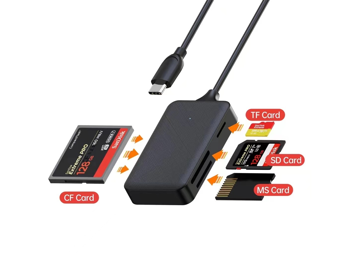 Adaptador de tarjeta de memoria 4 en 1 para lector de tarjetas tipo C a SD/TF/MS/CF Cuich