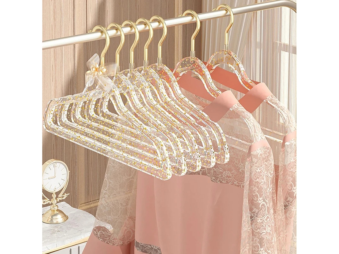 Perchero antideslizante de acrílico, ideal para guardar abrigos, trajes y otras prendas de vestir. MDUG (juego de 10 piezas, color dorado)