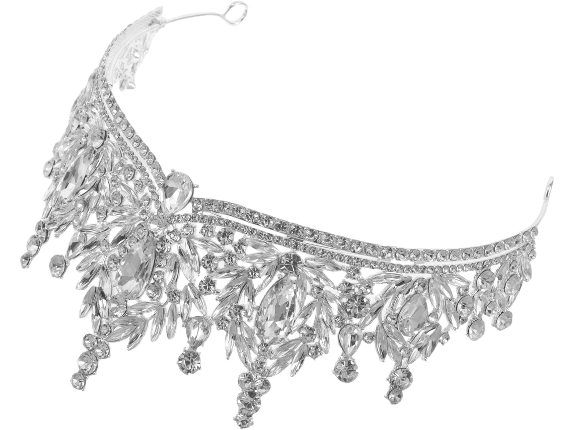 Corona Nupcial Barroca En Cristal Plateado, Elegante Tiara De Diamantes De Imitación Para Mujer, Accesorio