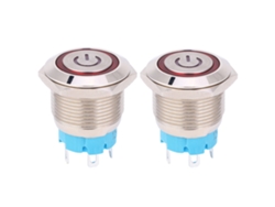 Botón De Empuje Chave 2 Piezas 12~24vdc 16mm Luz Roja Auto-reseteo 4pin 1no Redondo