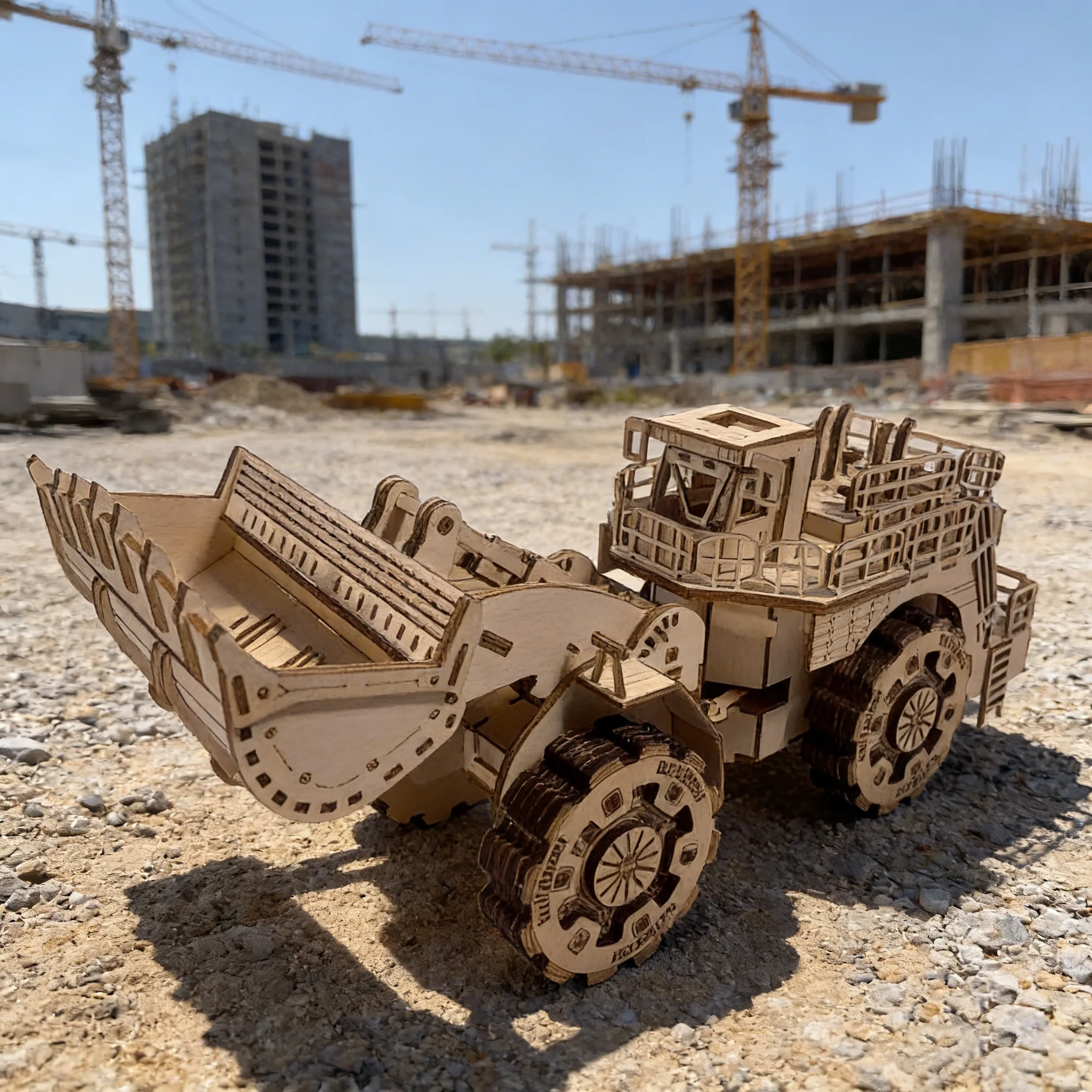Maqueta De Madera Para Armar Tú Mismo: Un Rompecabezas 3d De Una Excavadora.