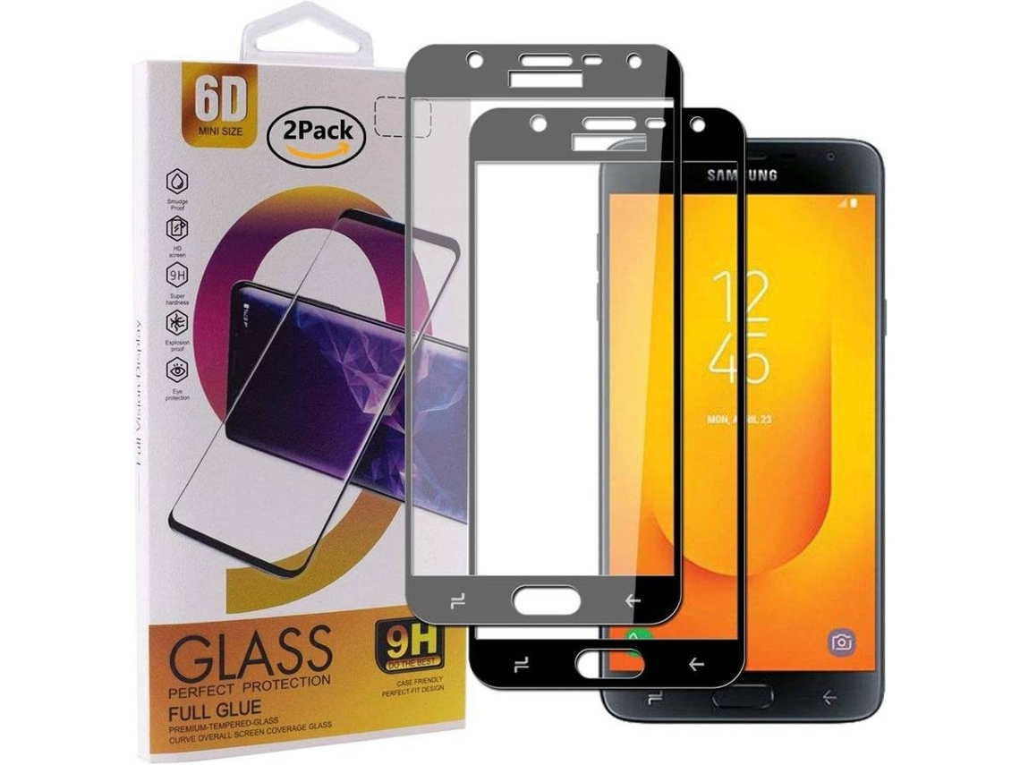 Protector Cristal Templado Samsung Galaxy J7 Duo 2018 HONGWE. Cobertura Completa Negro