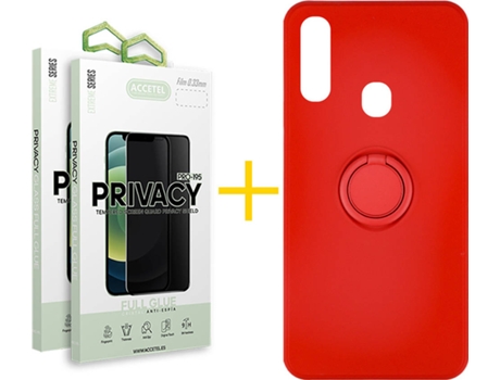 Carcasa + 2 Protectores de Pantalla para Samsung Galaxy A20e ACCETEL Rojo