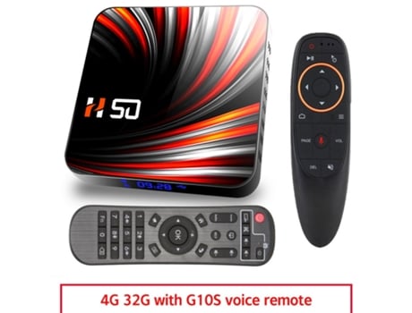 Box Smart Tv Para Android 10,0 4k 4gb 32gb 64gb 3d Video 4 + 32G_US + G10S control remoto