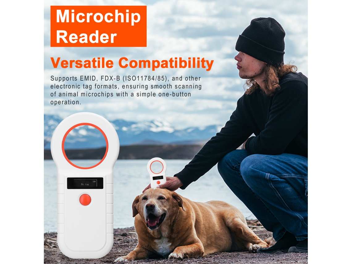 Lector Inalámbrico Rfid Para Microchips De Mascotas Con Pantalla Oled Compatible Con Emid Fdx-b Iso11784/85 Para La Gestión De Mascotas.