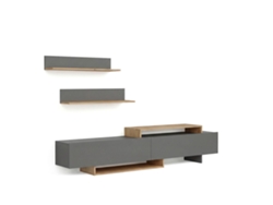 Salón con mueble TV y estanterías 200 cm Bender Gris Grafito - Alpino 200 x 46 x 33 cm