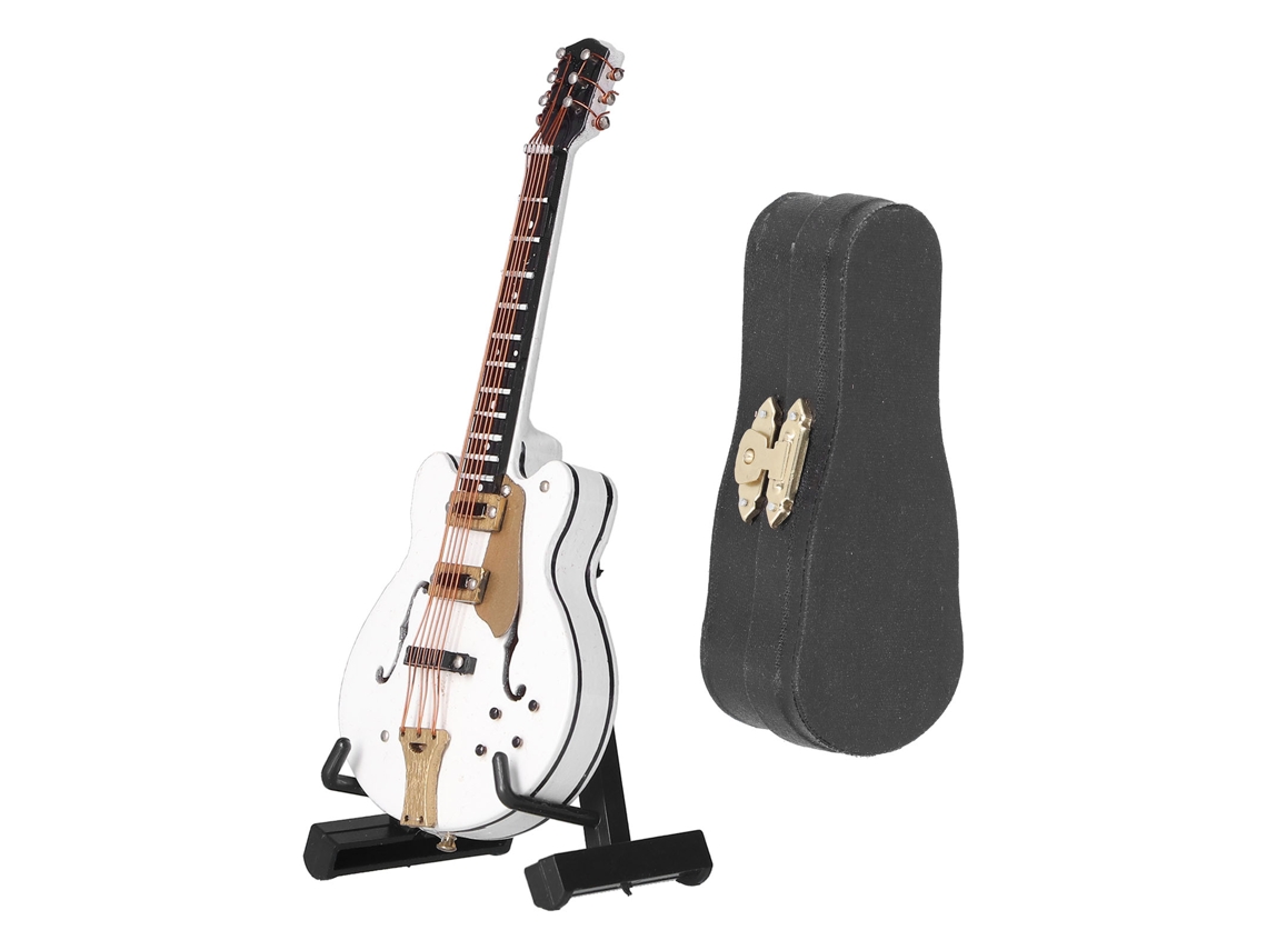 Exquisita Miniatura De Guitarra Blanca Para La Decoración Del Hogar Y La Oficina.
