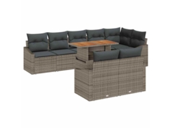 Maison Exclusive - Conjunto de sofá de jardín de 9 piezas con cojines, gris y marrón