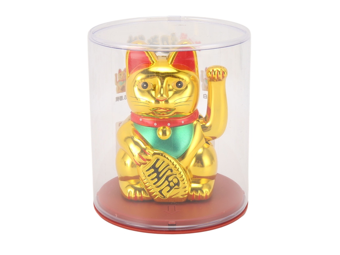 Gato solar de la suerte con brazo móvil, gatito de la fortuna, decoración Feng Shui para el hogar, dorado, 4 pulgadas, Mly23056