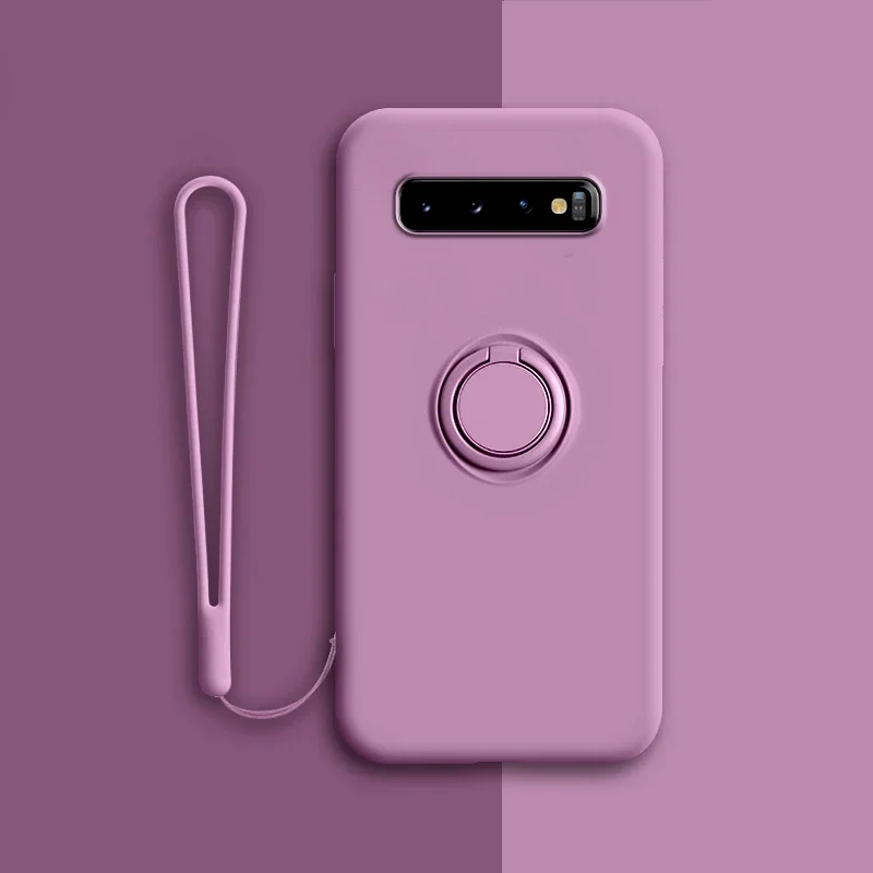(samsung S20 Plus, Morado) Funda Protectora De Silicona Suave Para Teléfonos Samsung Con Soporte De Anillo.