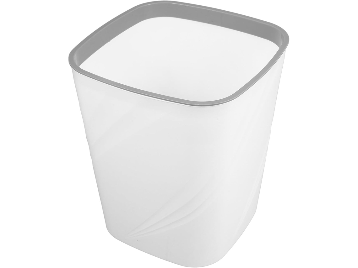Cubo de basura de cocina de plástico blanco con estilo, fácil de guardar, sin tapa, de gran capacidad.