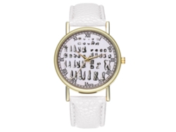 Reloj Casual De Moda Unisex De Cuarzo Con Correa De Cuero Blanco Zhoulianfa
