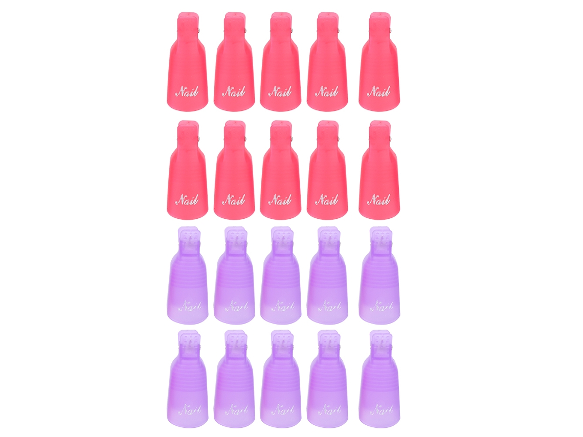 KKML-20 Piezas de Pinzas Recargables para Decoración de Uñas, 10 Moradas y 10 Rosas, para Gel UV