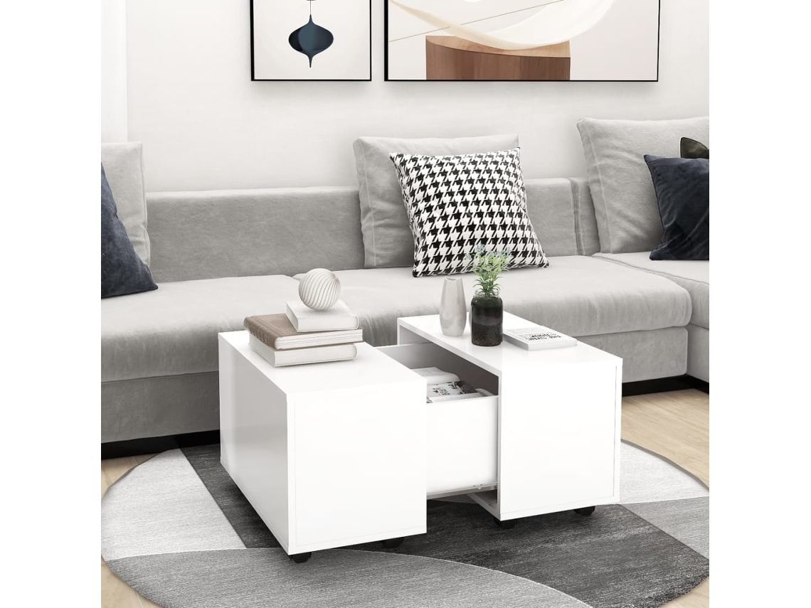 Mesa de Centro de Apoyo 60X60X38 Cm Contrachapado Blanco