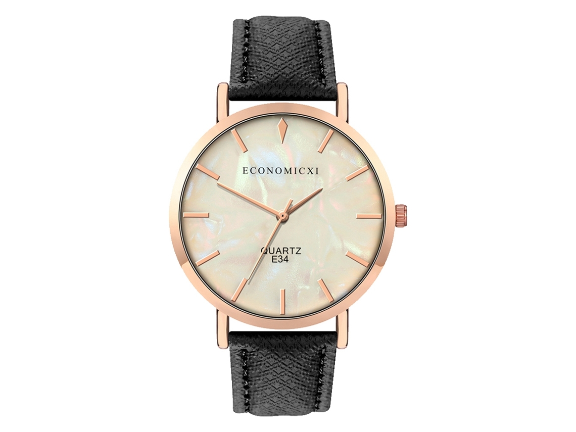 Reloj De Pulsera Unisex Con Movimiento De Cuarzo, Esfera Redonda Y Correa Informal De Pu.