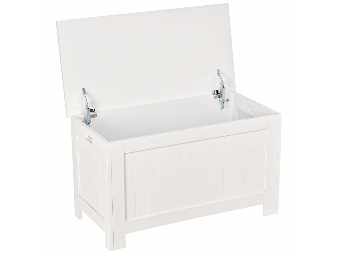 Cajón De Almacenamiento Con Tapa Abatible, Armario Seguro Para Pasillo/sala De Estar, Blanco, 81x40x46