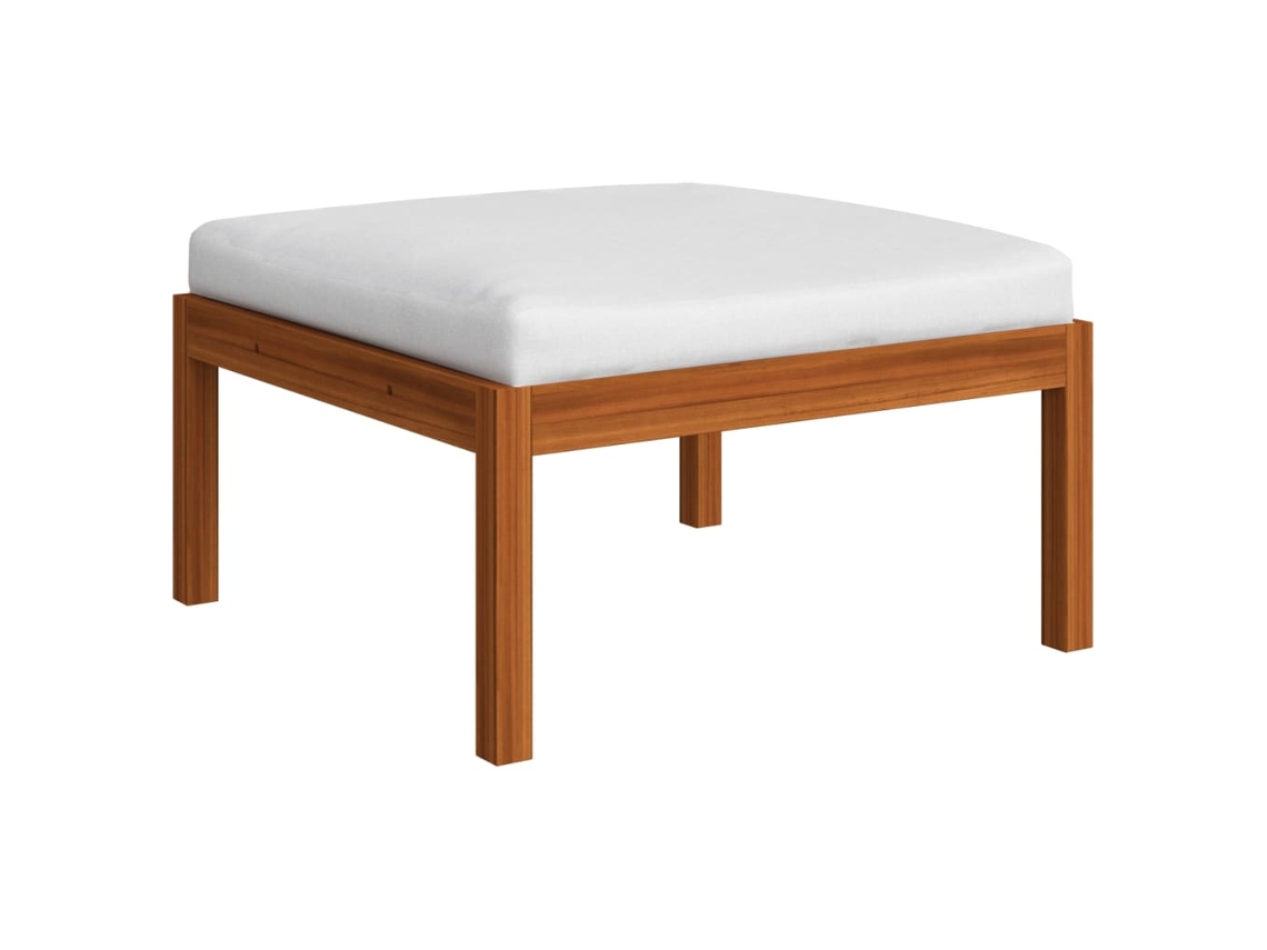 Reposapiés de jardín Lovely Home con cojín de madera maciza de acacia Wsd45192