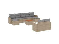 Maison Exclusive - Juego De Sofás Jardín Con Cojines Beige 10 Pzas Ratán Sintético