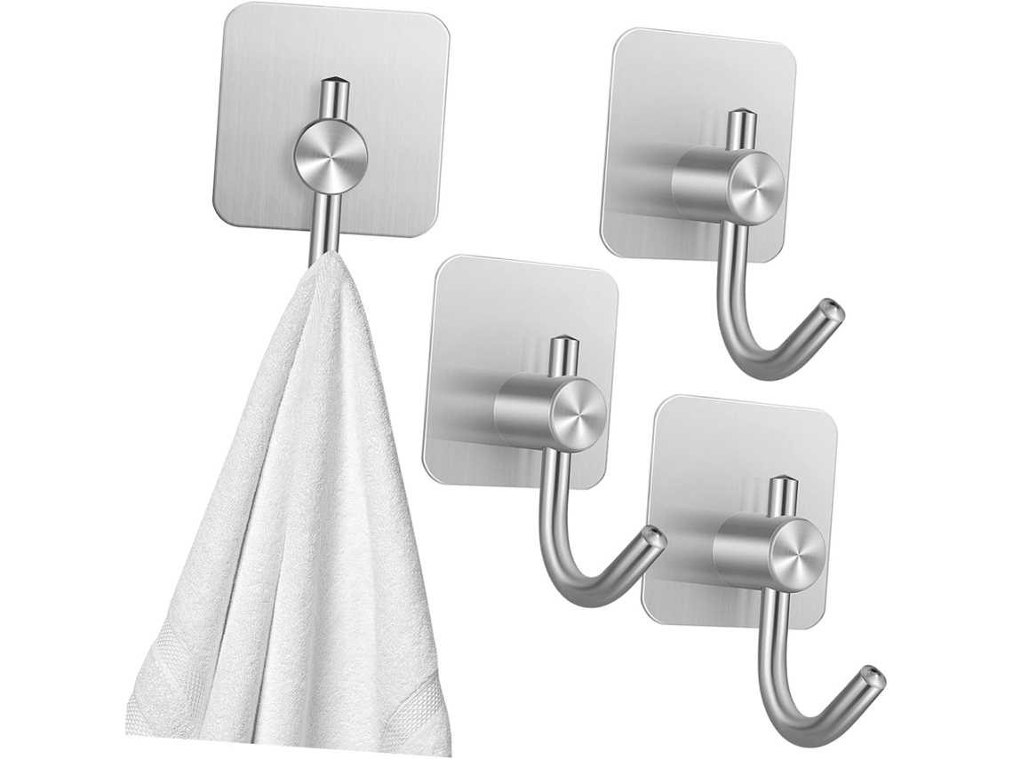 Ganchos Adhesivos De Acero Inoxidable Pared 4 Juego Para Resistentes Ganchos Ganchos Baño