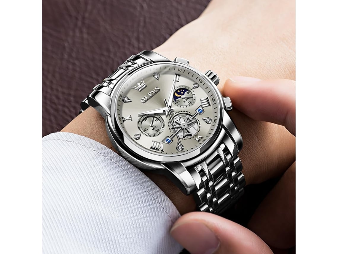 Reloj cronógrafo Facpoet de acero inoxidable para hombre con