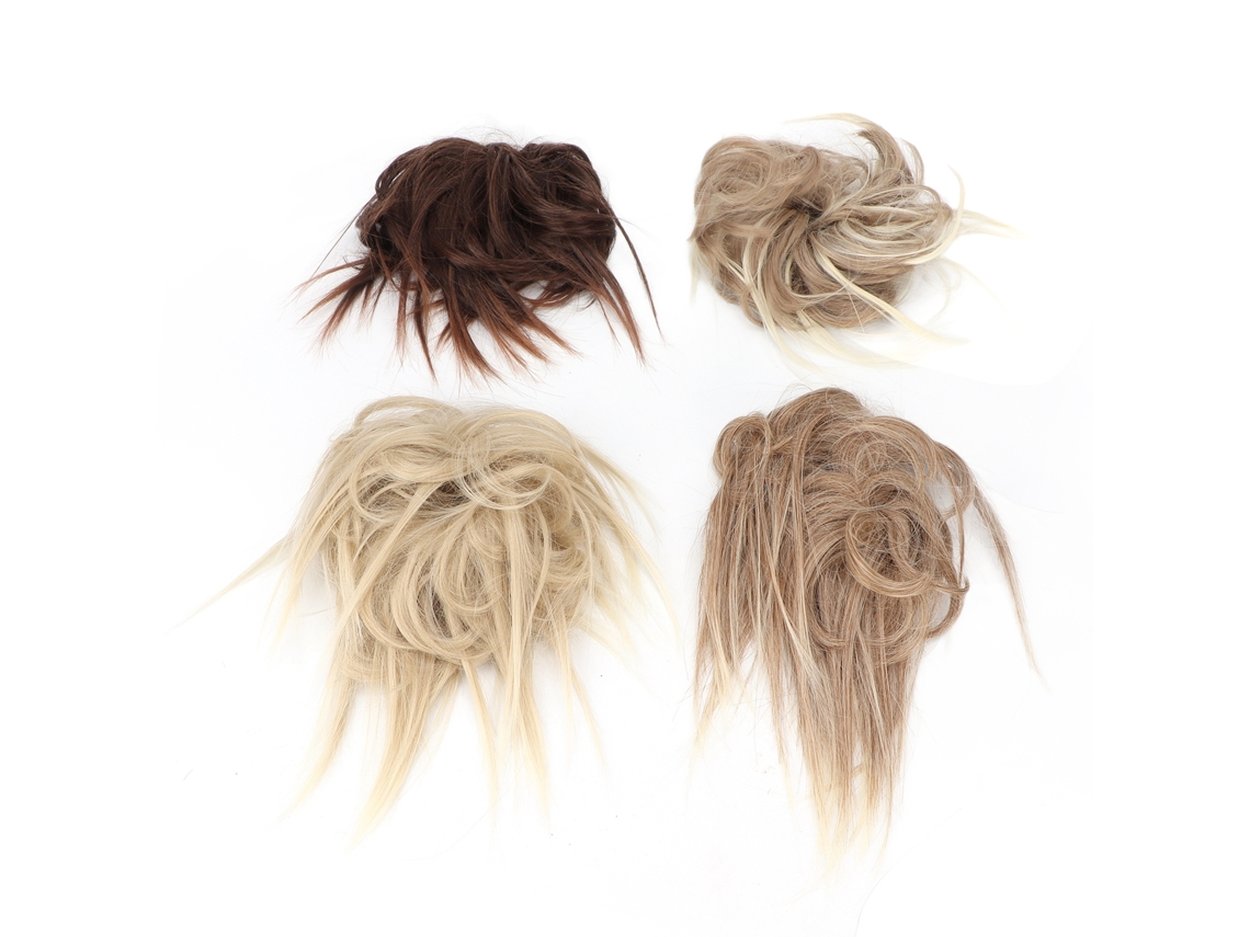 4 Piezas De Moño Desordenado De Pelo Sintético Multicolor Para Recogidos, Con Banda Elástica Ajustable, Ideal Para Fiestas Y Uso Diario